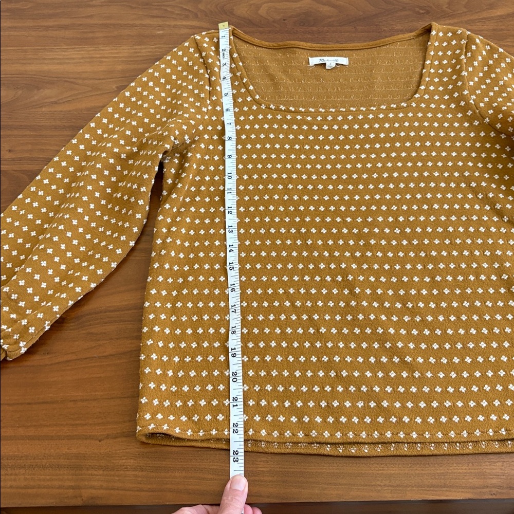 Madewell Floral Jacquard Square-Neck Top Antique Gold Size Small - Picture 7 of 9